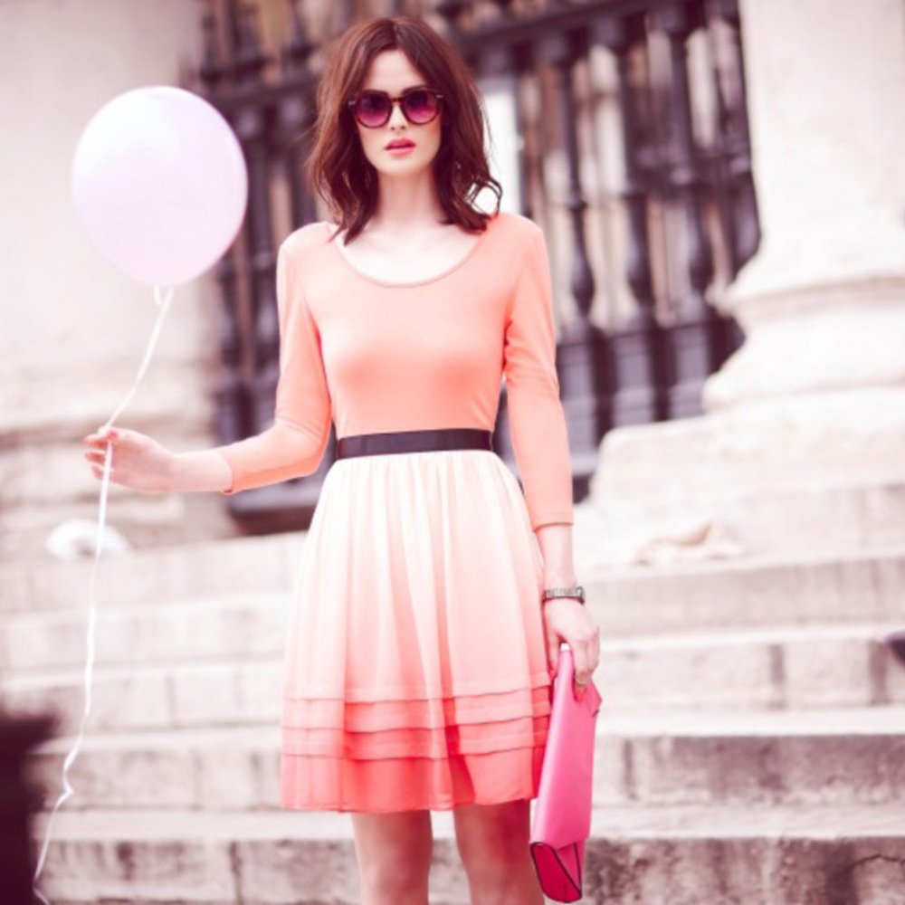 NWT Angeleye Coral Pink Pastel Ombre Party Dress